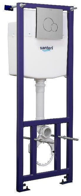 Комплект унитаза с инсталляцией Santeri Альфа 1.3816.4.S00.00B.0 с сиденьем Микролифт и клавишей смыва Хром