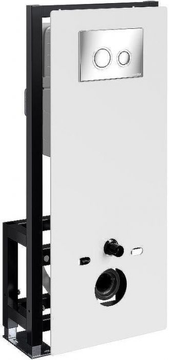 Инсталляция WasserKRAFT Glan 66TLT.010.ME.WH.CH01 для унитаза Белое стекло с клавишей смыва Хром