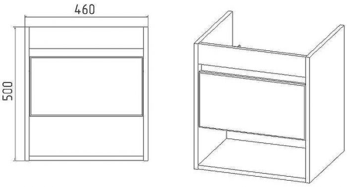 Тумба под раковину VIANT Бостон 50 VBOS50COG-T1YP подвесная Графит матовый Дуб Вотан