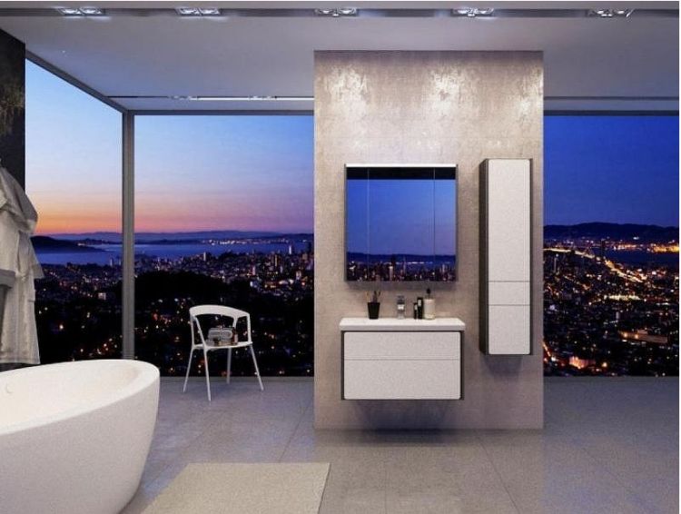 Шкаф пенал Roca Ronda 32 ZRU9302967 R подвесной Белый глянец Антрацит