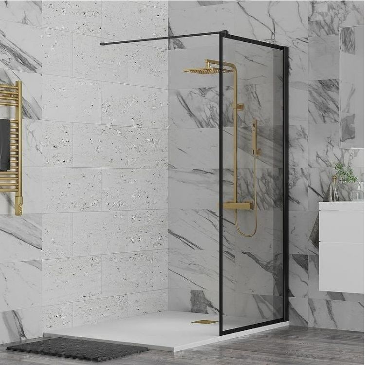 Душевая перегородка Paini 80 Walk-In 80F профиль Черный матовый стекло прозрачное Душевая перегородка Paini 80 Walk-In 80F профиль Черный матовый стекло прозрачное