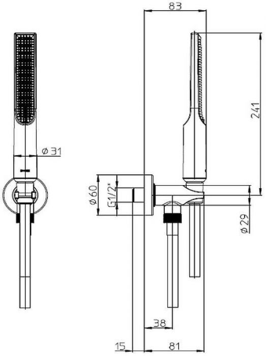 Душевой гарнитур Bossini Apice CE3004C.073 Черный матовый