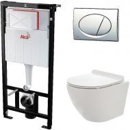 Комплект унитаза AQUAme AQM2002 с инсталляцией Alcaplast Sadromodul AM101/1120-3:1 RU M71-0001 с сиденьем Микролифт и клавишей смыва Хром