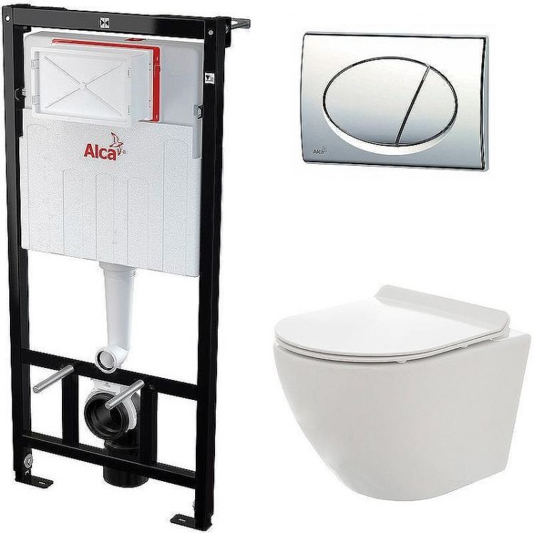 Комплект унитаза AQUAme AQM2002 с инсталляцией Alcaplast Sadromodul AM101/1120-3:1 RU M71-0001 с сиденьем Микролифт и клавишей смыва Хром Комплект унитаза AQUAme AQM2002 с инсталляцией Alcaplast Sadromodul AM101/1120-3:1 RU M71-0001 с сиденьем Микролифт и клавишей смыва Хром