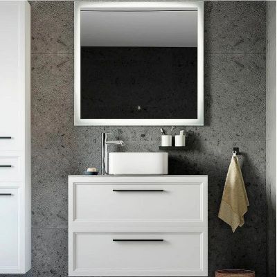 Комплект мебели для ванной STWORKI Эстерсунд 90 460330 подвесной Белый матовый Простоун беж