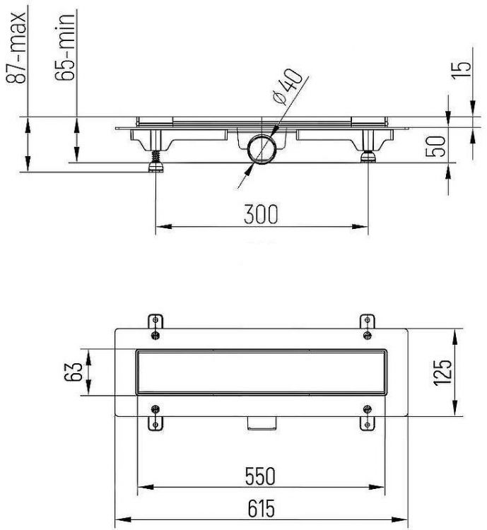 Душевой лоток Paini Line 550 CH550L с решеткой Хром глянец