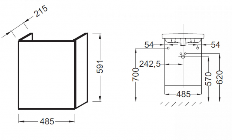 Тумба Jacob Delafon Odeon Up 50 см, цвет серый антрацит [EB863-N14]