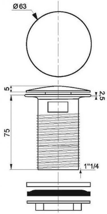 Донный клапан Wirquin Black touch 30722855 click-clack Черный
