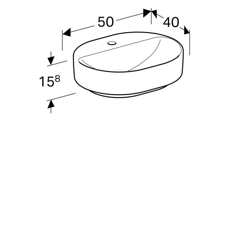 Раковина Geberit VariForm с установкой на столешницу эллиптической формы, 50х40 см, 50х40 см, с отв. под смеситель, без отв. перелива [500.776.01.2]