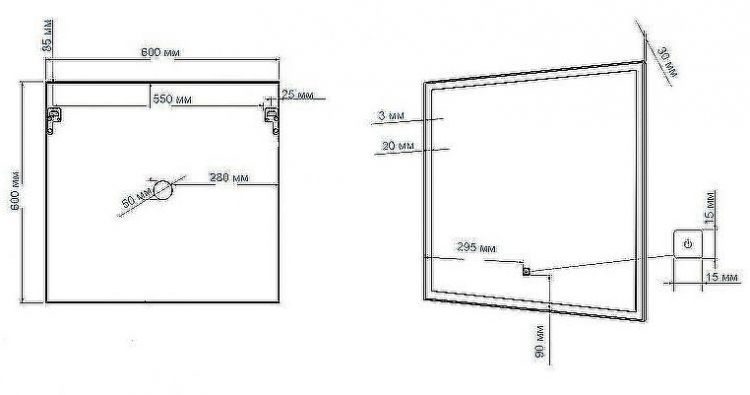 Зеркало Art&Max Monza AM-Mon-600-600-DS-F с подсветкой с сенсорным выключателем Зеркало Art&Max Monza AM-Mon-600-600-DS-F с подсветкой с сенсорным выключателем