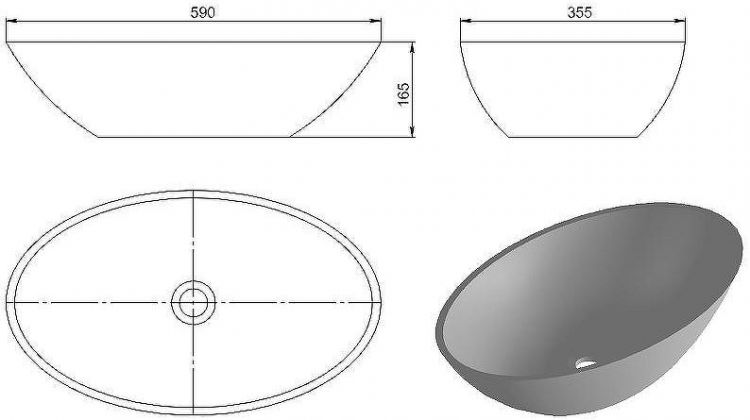 Раковина-чаша Holbi Dione 59 1.02.006.11.1 Белая матовая
