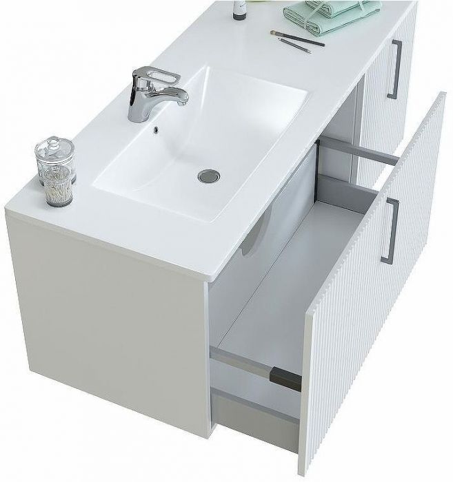 Тумба с раковиной SanVit Рольф L 120 krolfL120 подвесная Белый глянец