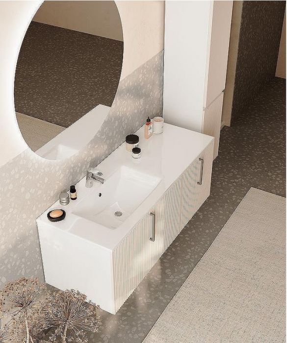 Тумба с раковиной SanVit Рольф L 120 krolfL120 подвесная Белый глянец