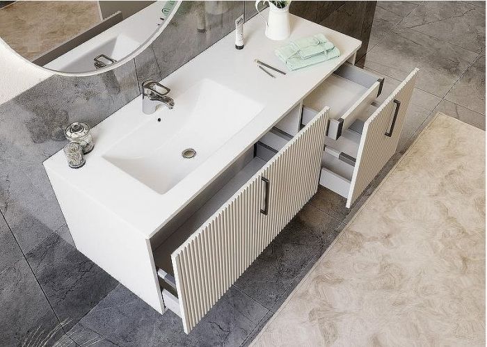 Тумба с раковиной SanVit Рольф L 120 krolfL120 подвесная Белый глянец