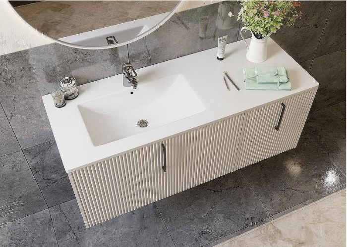 Тумба с раковиной SanVit Рольф L 120 krolfL120 подвесная Белый глянец