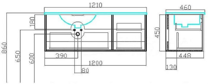 Тумба с раковиной SanVit Рольф L 120 krolfL120 подвесная Белый глянец