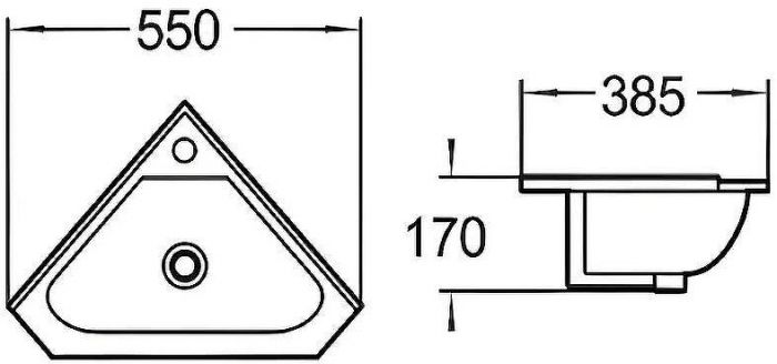 Раковина WeltWasser Aisbach 7012 GL-WT 55 10000008681 угловая Белая глянецевая