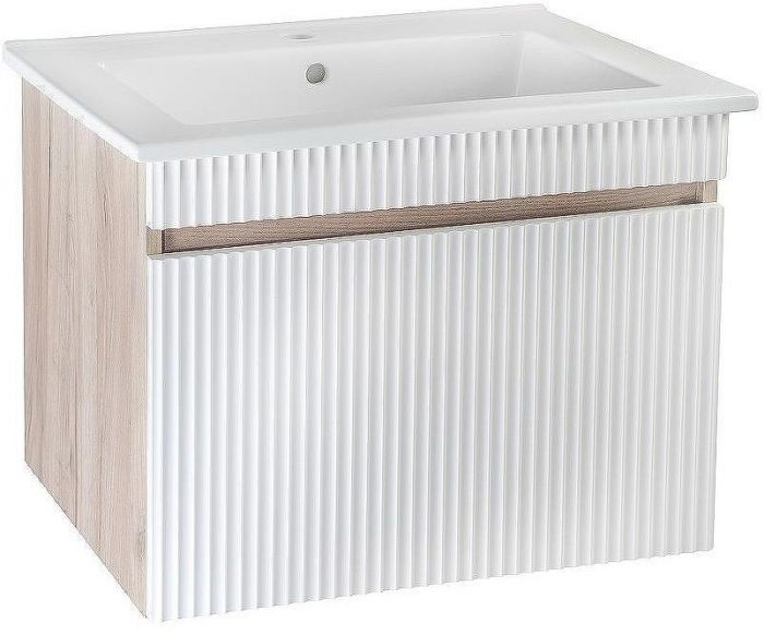 Тумба под раковину Runo Модена 75 00-00001427 подвесная Крафтовый дуб Белая