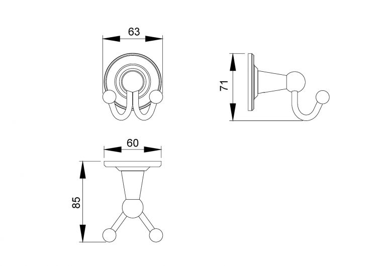 Крючок двойной Timo Nelson 160012/02 антик