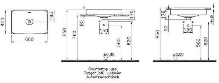 Раковина Vitra Metropole 60 7535B003-0673 Белая
