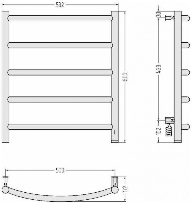 Электрический полотенцесушитель Сунержа Галант 4.0 600x500 R 31-0831-6050 Черный матовый