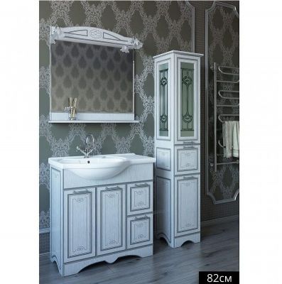 Зеркало Sanflor Адель 82 Н0000001072 Белое Патина серебро