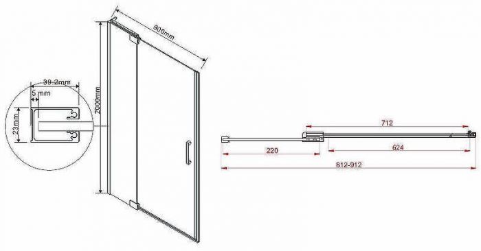 Душевая дверь Vincea Extra 90 VDP-1E8090CLGM профиль Вороненая сталь стекло прозрачное