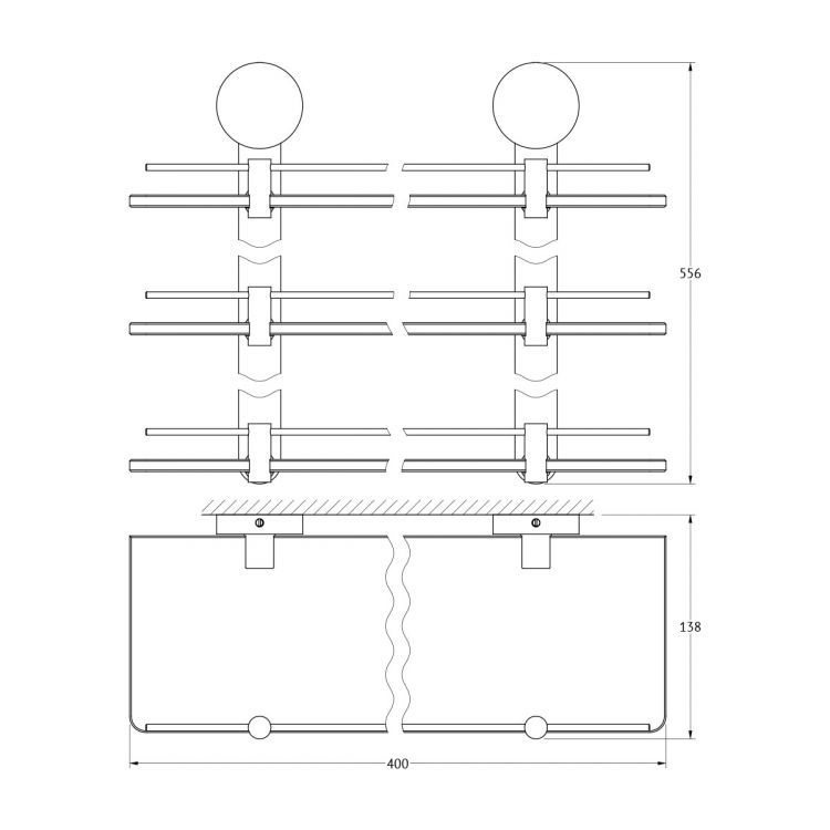 Полка 3-х ярусная 40 см (матовое стекло; хром) HAR 038