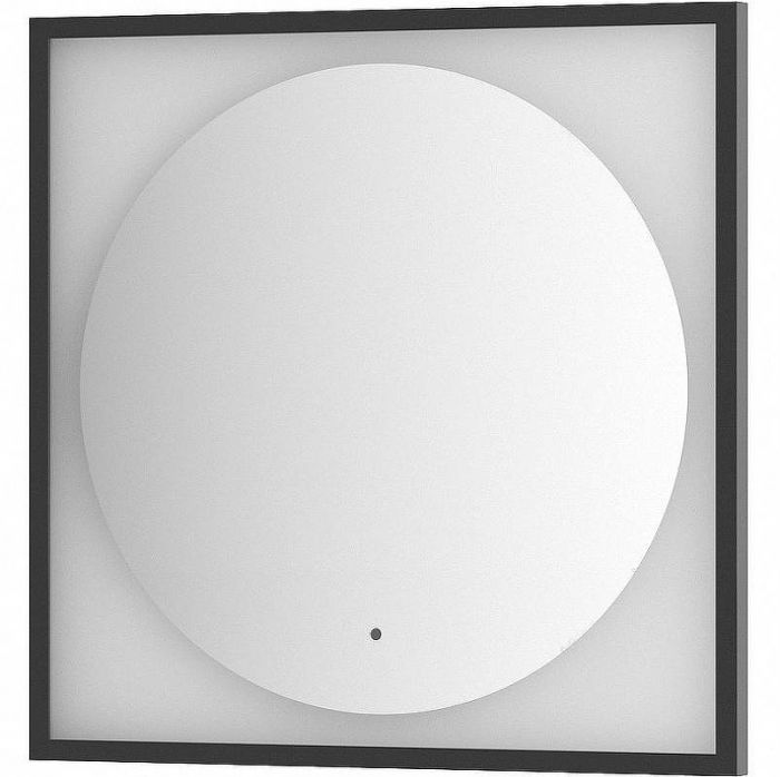 Зеркало Defesto Eclipce 70х70 DF 2232R с подсветкой 15W-3000К/в багетной раме/ИК - выключатель/Теплый белый свет/Черная рама