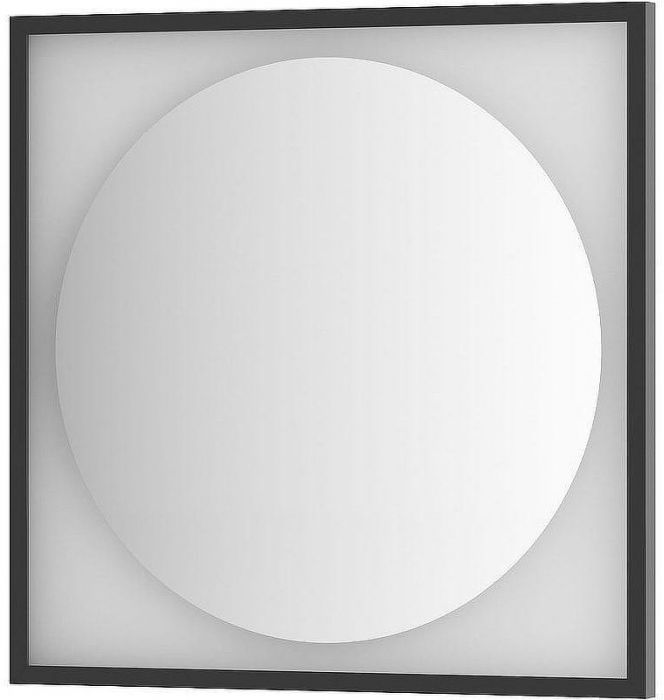 Зеркало Defesto Eclipce 70х70 DF 2232 с подсветкой 15W-3000К/в багетной раме/Без выключателя/Теплый белый свет/Черная рама