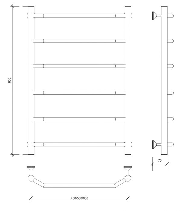 Полотенцесушитель водяной Secado Агата 1 80x40 черный матовый