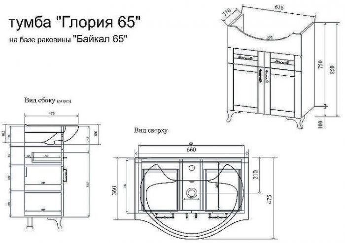 Тумба под раковину Sanflor Глория 65 С04592 Голубая
