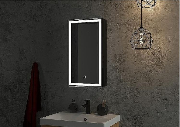 Зеркальный шкаф Континент Mirror Box black Led 35 L МВК063 с подсветкой Черный