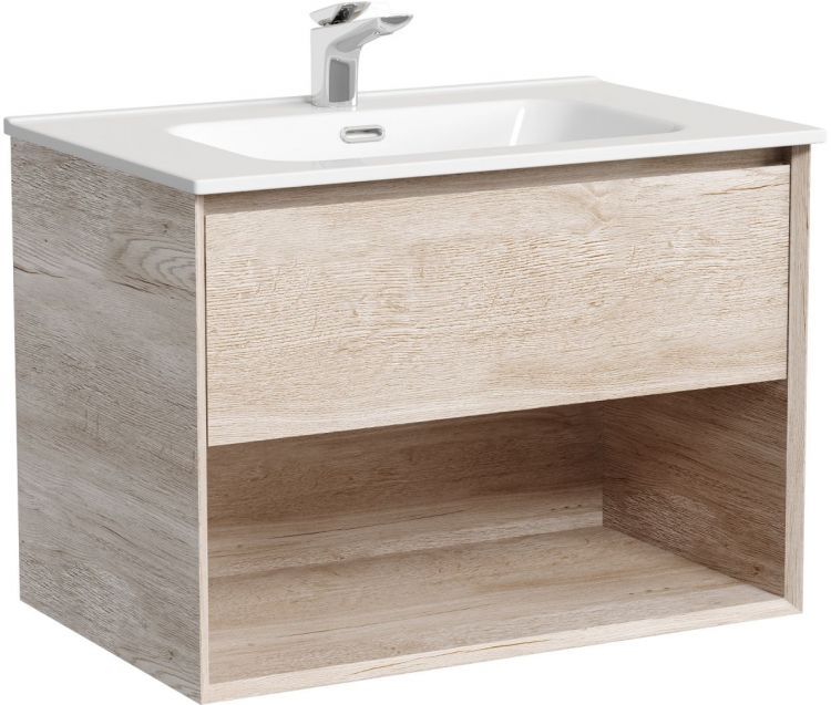 Тумба подвесная SANCOS Marmi 1.0 690х445х520 c одним ящиком оснащенным доводчиками скрытого монтажа и открытой нишей, дуб галифакс натуральный, MR1.070EG Тумба подвесная SANCOS Marmi 1.0 690х445х520 c одним ящиком оснащенным доводчиками скрытого монтажа и открытой нишей, дуб галифакс натуральный, MR1.070EG