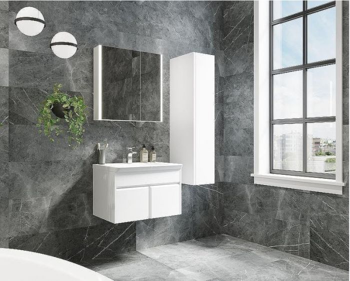 Зеркальный шкаф Roca Up 70 ZRU9303016 с подсветкой Белый глянец