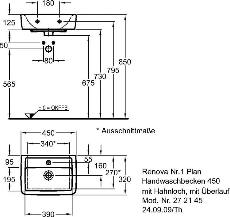 Раковина Keramag Renova Nr.1 Plan, 272145000
