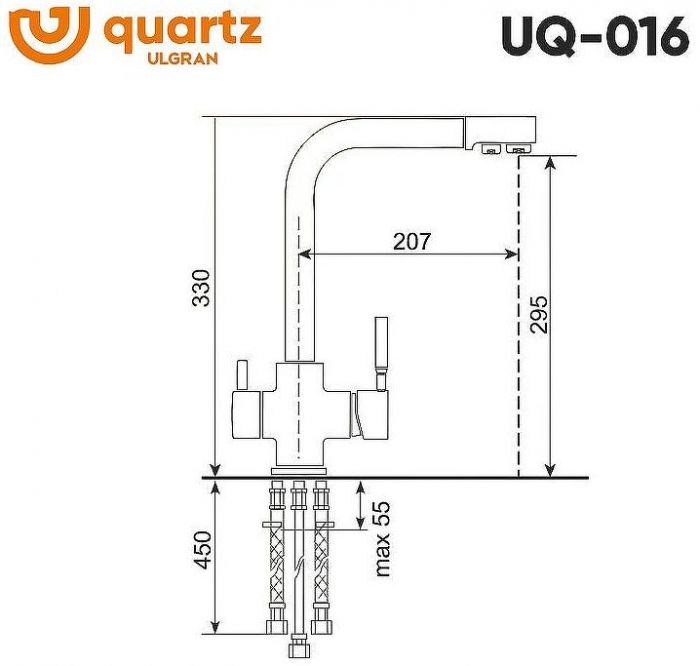 Смеситель для кухни Ulgran Quartz UQ-016-04 Платина
