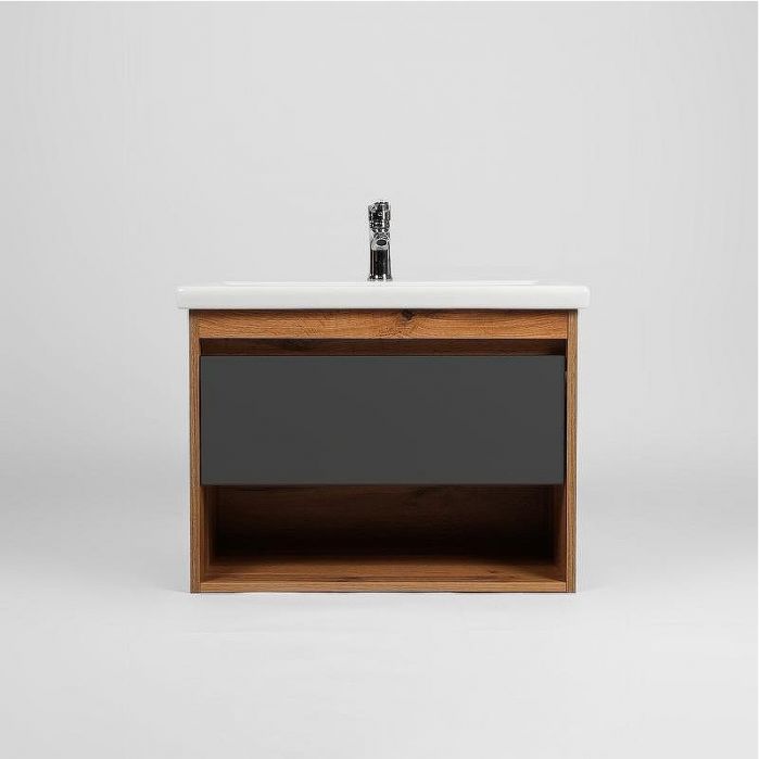 Тумба под раковину VIANT Бостон 60 VBOS60COG-T1YP подвесная Графит матовый Дуб Вотан
