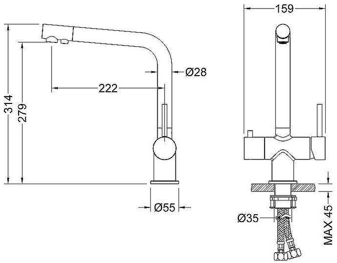 Смеситель для кухни Timo Saona 2396/03F Черный матовый