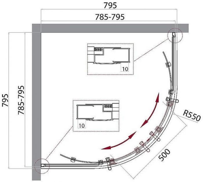 Душевой уголок BelBagno UNO-195-R-2-80-C-Cr 80х80 профиль Хром стекло прозрачное