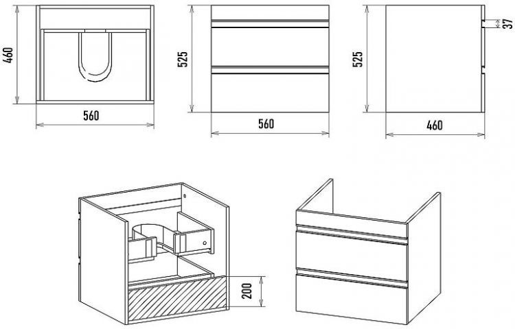 Тумба с раковиной Misty Ингрид 60 УТ000015040 подвесная Белая