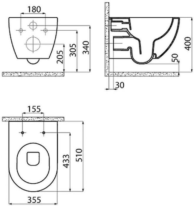 Унитаз биде Creavit Free FE322-00SM00E-0000 подвесной Черный матовый без сиденья