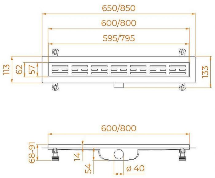 Душевой лоток RGW Drain Leo-10-80 60211080-01 с решеткой Хром