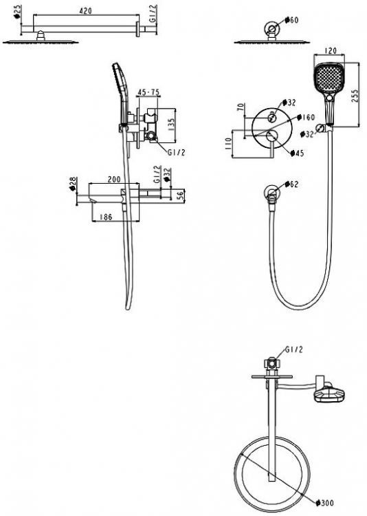 Душевая система FILARETE Roun FL1026NK цвет Никель Душевая система FILARETE Roun FL1026NK цвет Никель