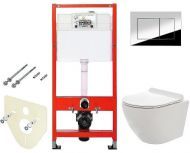 Комплект унитаза AQUAme AQM2002 с инсталляцией Tece Profil 9400412 с сиденьем Микролифт и клавишей смыва Хром глянцевый