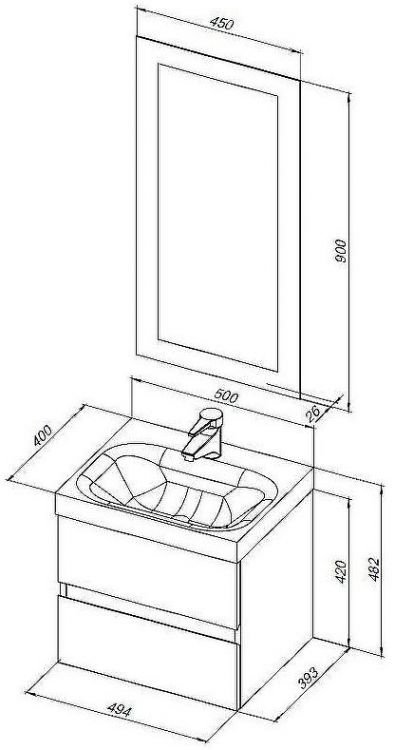Комплект мебели для ванной Aquanet Беркли 50 306356 подвесной Белый глянец