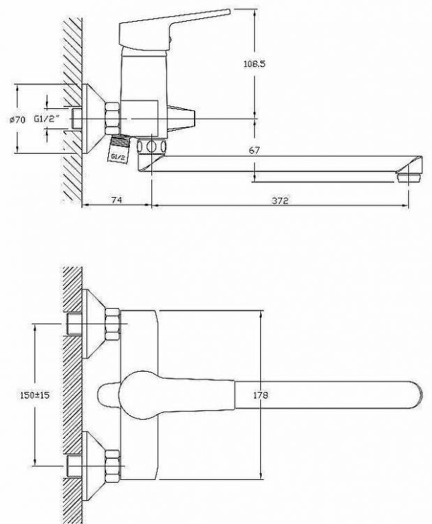 Смеситель для ванны Viko V-6705 универсальный Хром Смеситель для ванны Viko V-6705 универсальный Хром