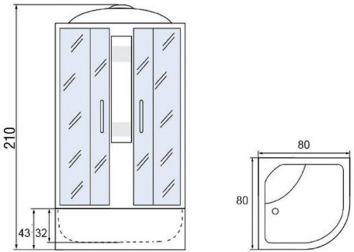 Душевая кабина Мономах 80x80x43 С МЗ 10000005785 без гидромассажа