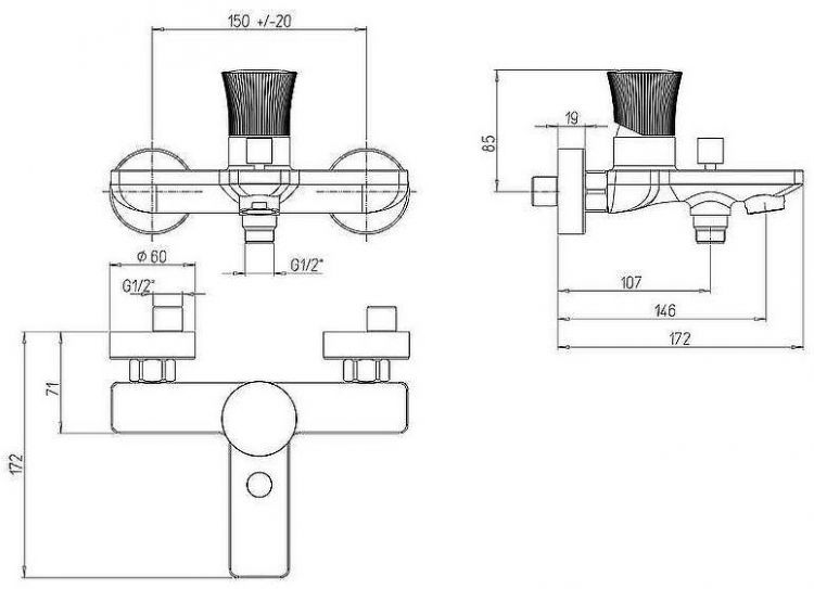 Смеситель для ванны Paini Domus 18CR111PZ Хром Смеситель для ванны Paini Domus 18CR111PZ Хром