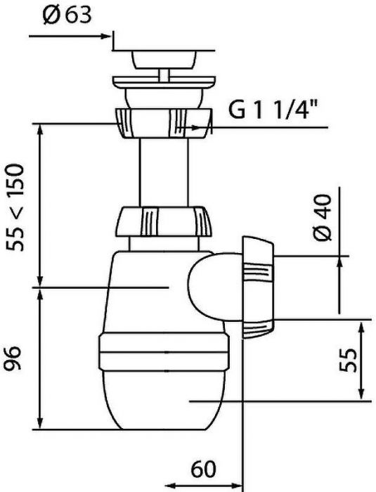Сифон для раковины Wirquin Минор 30718048 Нержавеющая сталь